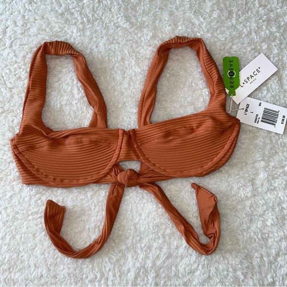 L*Space Nikita Underwire Ribbed Bikini Top Large NEW - Picture 1 of 4
